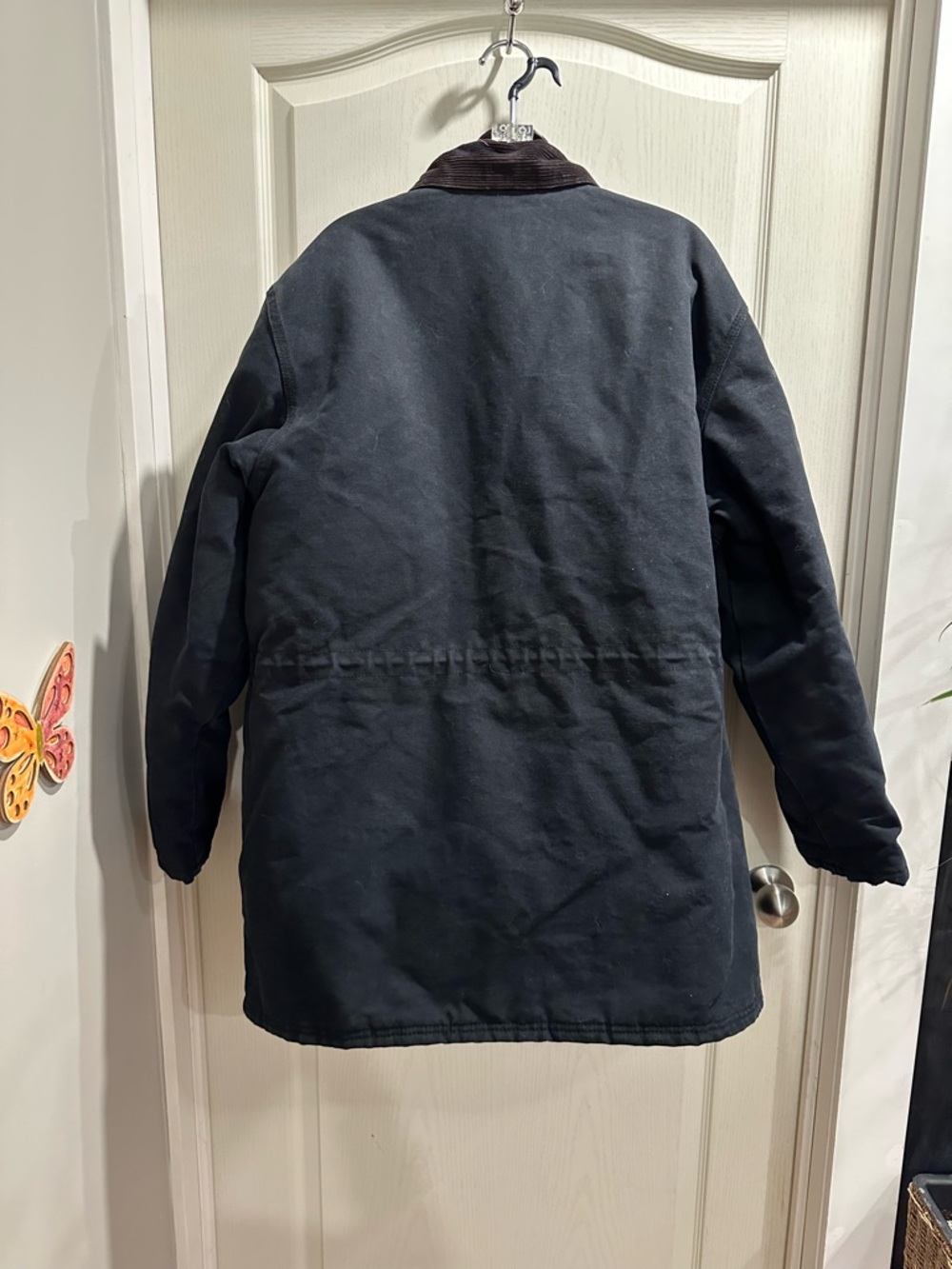 Vintage Tough Duck Men's Black Field Jacket with Brown Corduroy Collar - Picture 2 of 8